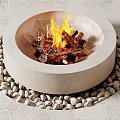 Modern Circular Outdoor Sofa With Fire Pit And Comfortable Cushions In Outdoor Setting
