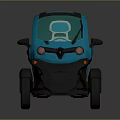 Small Blue Electric Car with Two Seater Modern Compact Design and Large Wheels