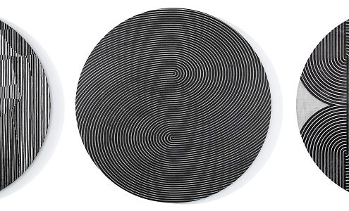 Modern Round Carpet Black White Grey Round Carpet Combination 3d model