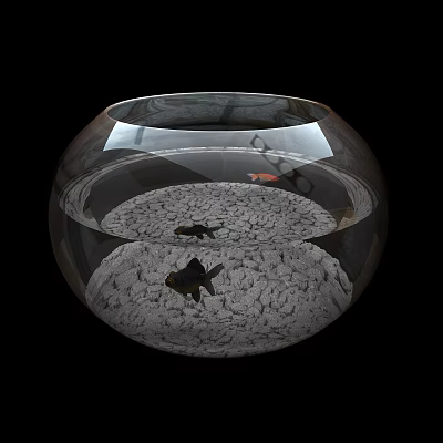 Modern fish tank goldfish 3d model