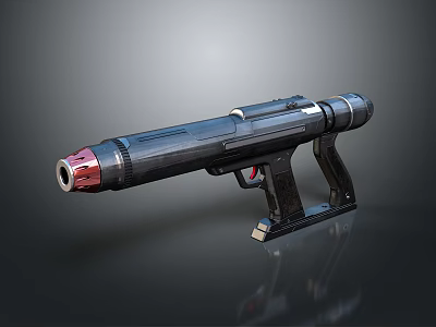 Futuristic Sci Fi Weapon Black With Red Accents Modern Design Sleek Appearance And Detailed Structure 3d model