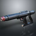 Futuristic Sci Fi Weapon Black With Red Accents Modern Design Sleek Appearance And Detailed Structure