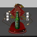 Heineken Silver Beer Bottle On Decorative Display Stand With Red Base And Ring Design
