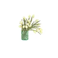 Fresh White Tulips in Transparent Glass Vase Decorative Floral Arrangement