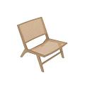Leisure Chair with Wooden Frame and Rattan Backrest Seat Minimalist Natural Design