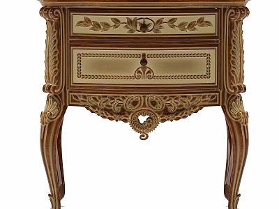 Classic Wooden Chest of Drawers with Intricate Carved Details and Elegant Ornate Legs 3d model