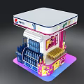 Vibrant Pepsi Themed Art Installation With Beverage Display Kiosk Structure 3d model