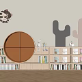 Modern Children's Bookshelf Storage Rack Watch 3d model