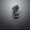 Purple And Pink Layered Bomb With Green Star X Patterns Hexagonal Top And Metal Ring