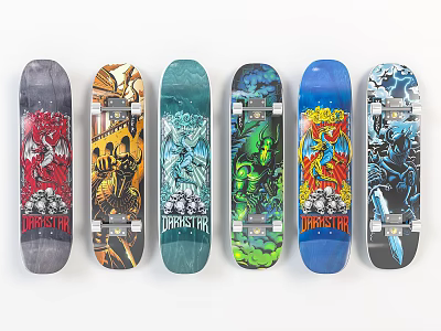 Toy Machine Skateboards With Colorful Graphics And Diverse Artistic Designs 3d model