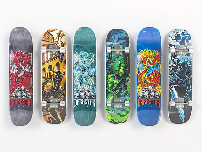 Toy Machine Skateboards With Colorful Graphics And Diverse Artistic Designs 3d model