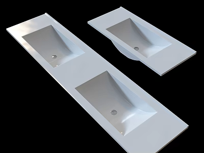 Modern White Double Washbasins With Sleek Surface For Bathroom Interior Design 3d model