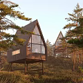 Scenic Stilted Forest Guesthouses With Triangular Roofs And Large Glass Windows
