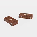 Two Brown Decorative Wooden Boxes With Golden Floral Design Elements