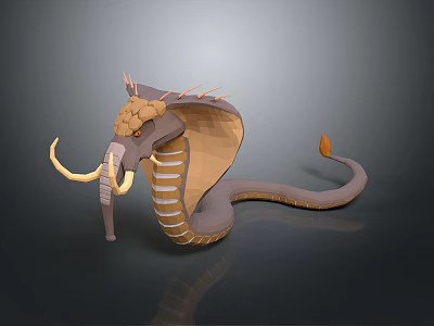 Game Movie Character Mythical Snake Elephant Hybrid With Ivory Tusks Hooded Neck And Scaled Body 3d model
