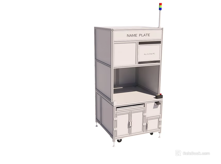 Mobile Industrial Equipment With Multi Layer Structure Worktop Name Plate And Cabinet 3d model 