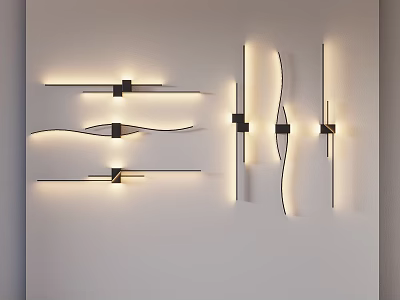 Modern Wall Lamps With Curved And Linear Designs For Contemporary Interior Lighting 3d model