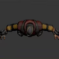 Tactical Combat Character In Red Black Outfit With Mask Skull Emblem And Armor