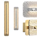 Contemporary Wall Sconces With Brushed Gold and Silver Frame Hammered Texture And Textured Glass Shades