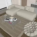 Quiet sofa tea table combination 3d model