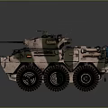 Six Wheeled Armored Vehicle With Camouflage Paint Top Antenna And Weapon System For Military Use