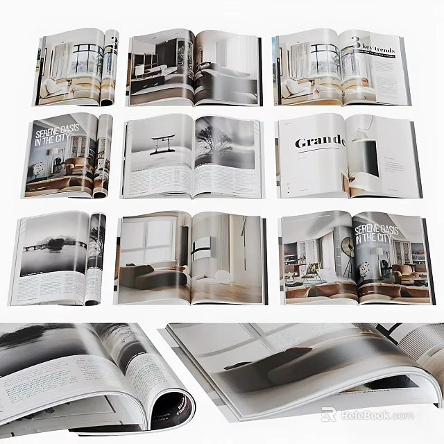 Open Interior Design Magazines Featuring Modern Room Displays And Decor Inspirations 3d model 
