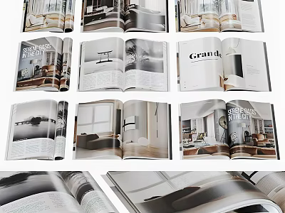 Open Interior Design Magazines Featuring Modern Room Displays And Decor Inspirations 3d model