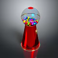 Commercial Gumball Machine With Transparent Globe And Colorful Gumballs Red Base