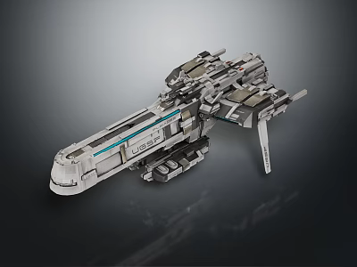Detailed Futuristic Spacecraft Model Featuring Metallic Structure And Multiple Sci Fi Modules For Space Exploration 3d model