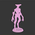 Slim Alien Creature Model With Elongated Body And Skeletal Structure On White Base
