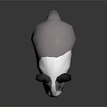 Low Poly 3D Rabbit With White Gray Fur Black Pink Ears On Dark Background