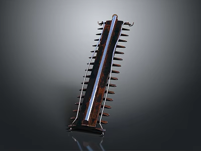 Symmetrical Spiked Decorative Structure With Evenly Spaced Spikes Central Metal Strip And Dark Reflective Surface 3d model