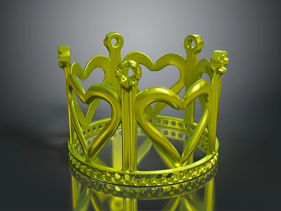 Elegant Golden Heart Shaped Crown Fashion Accessory With Intricate Decorative Design 3d model