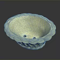 Light Green Ceramic Bowl with Braided Edge and Small Bottom Holes for Home Use