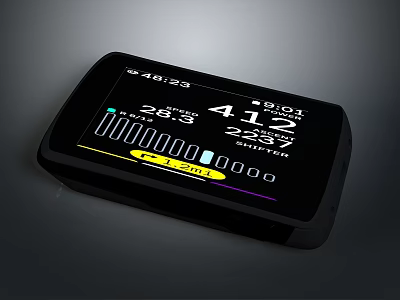 Compact Digital Device with LCD Display Showing Numerical Data and Colorful Bar Graphs 3d model
