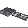Pair Of Square Metal Drainage Grates With Grid Pattern For Floors