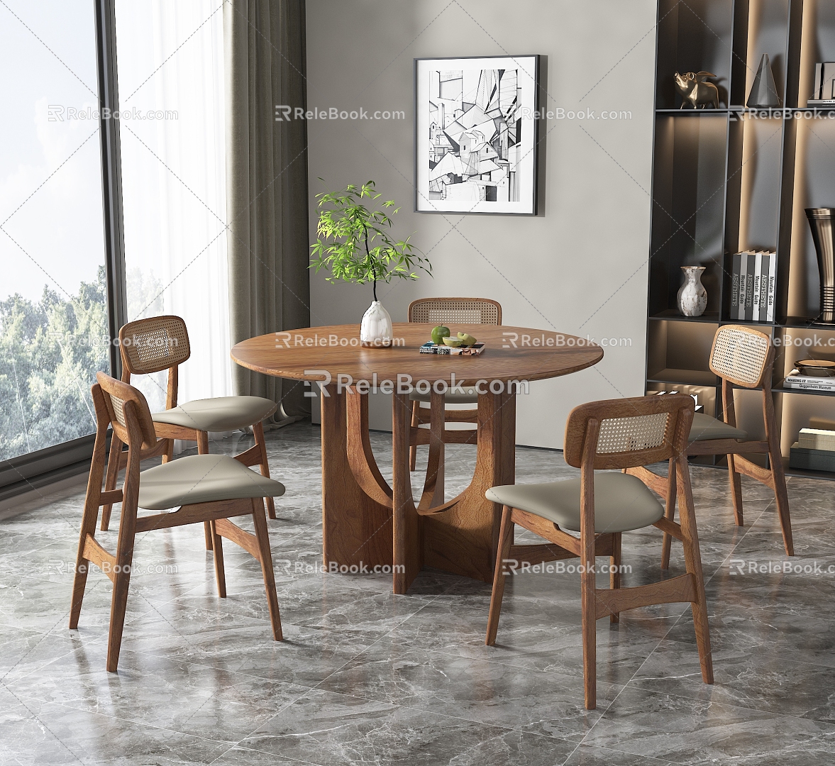 Modern Dining Table and Chair Combination 3d model