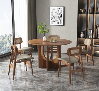 Modern Dining Table and Chair Combination 3d model