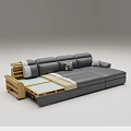 Gray L Shaped Sofa Living Room With Cushions Stools And Wall Paintings