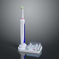 Modern Electric Toothbrush with Charging Base and Multiple Replacement Brush Heads 3d model