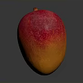 Fresh Ripe Mango With Red Orange Gradient Color Shiny Surface On Gray Background