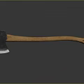 Vintage Axe With Metal Head And Wooden Handle On Smooth Surface With Reflection