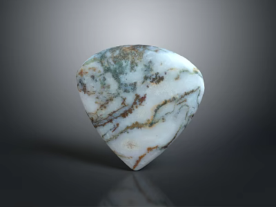Natural Wood Stone Plectrum Shape with White Brown Green Natural Veins 3d model