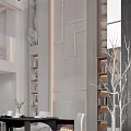 Modern Stone Fireplace Interior Design With Built in Bookshelves And Decorative Plants