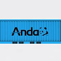 Anda Blue Industrial Shipping Container Showcasing Multiple View Angles 3d model