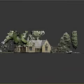 Detached House Exterior With Traditional Architecture Trees Lawn Driveway And Car
