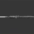 Futuristic Metallic Assault Rifle With Spiked Details And Mechanical Accents