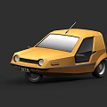 Stylish Yellow Compact Car with Retro Design and Roof Antenna Details