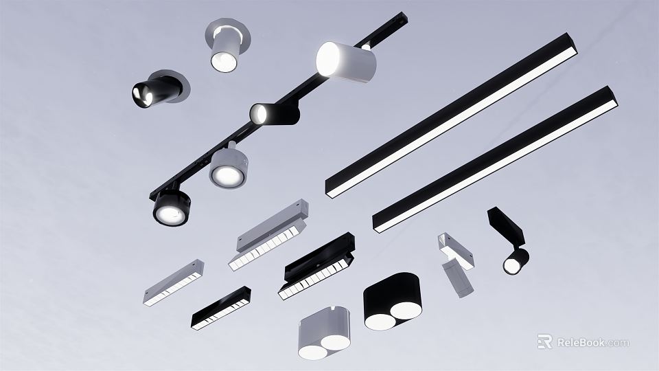 Modern Downlights And Spotlights With Various Designs And Home Lighting Applications 3d model 