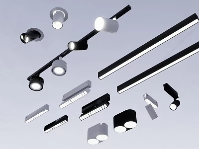 Modern Downlights And Spotlights With Various Designs And Home Lighting Applications 3d model